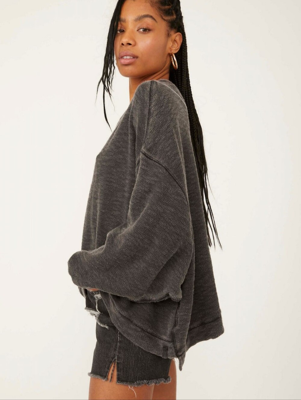 Free People Come Again Tee Sweater In LILAC COLOR - Picture 4 of 5